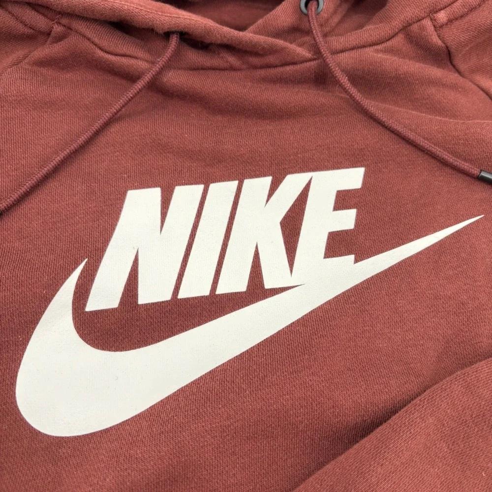Nike Hoodie Large Brown White Logo Pullover Gorpcore Athleisure Streetwear Sport